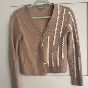 Neiman Marcus Brown Cardigan with White Accents